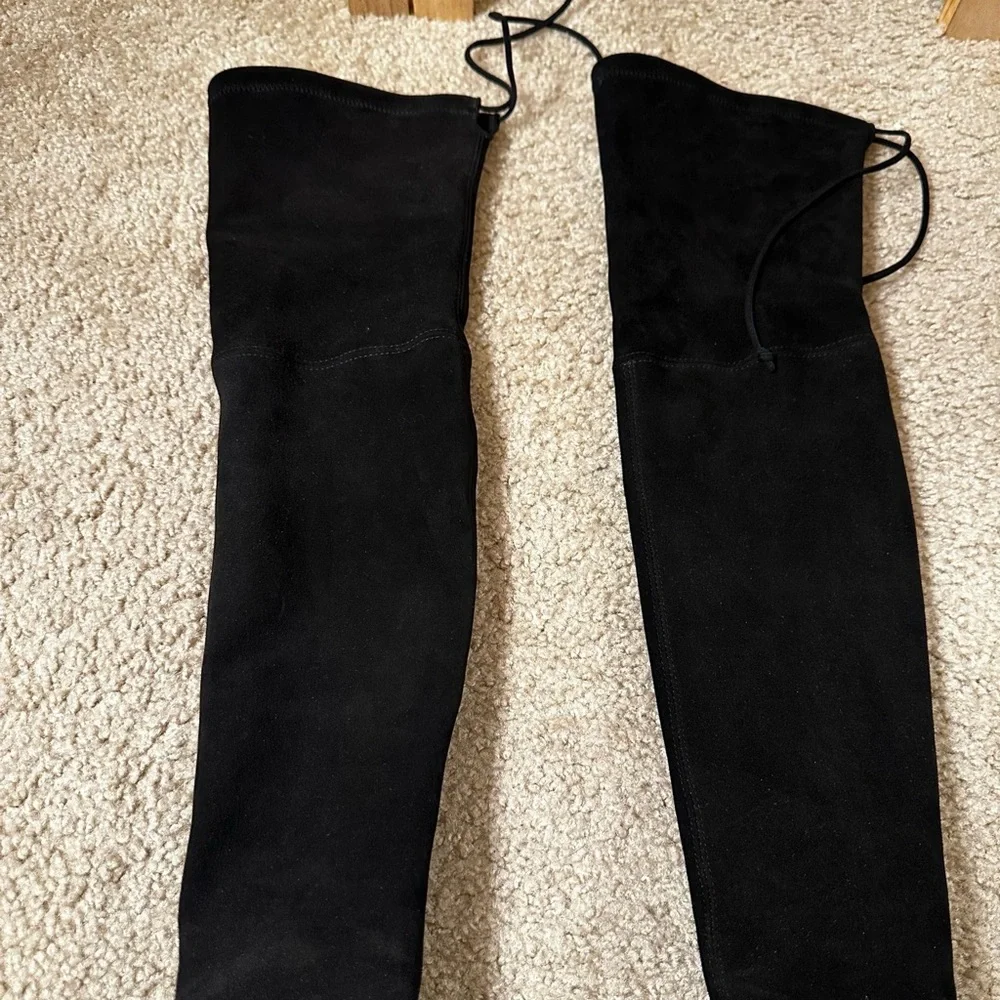 Stuart Weitzman Highland Suede Over-the-Knee Blogger Boots in black